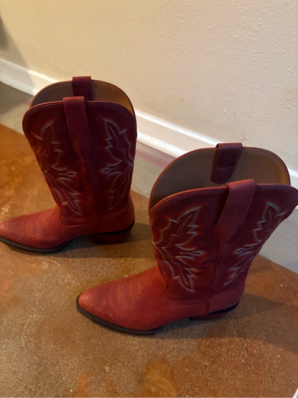 TECOVAS LIKE NEW Red Western Cowboy Boots - Picture 2 of 7